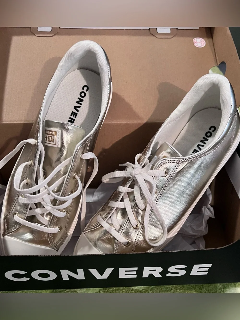 9 Converse Chuck Taylor Lucky Ox Women's gold Metallic Low Top Sneakers NEW BOX - Picture 6 of 10